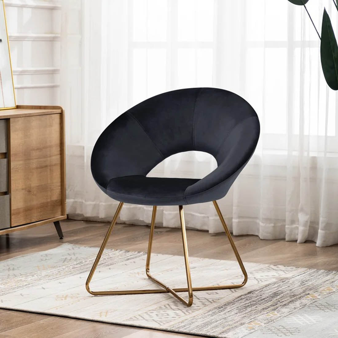 Edgy Shell Designer Shape Black Accent Chair - Decor Smart