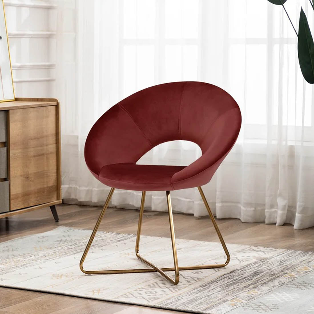 Edgy Shell Designer Shape Red Accent Chair - Decor Smart