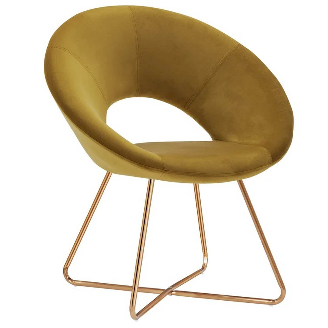 Edgy Shell Designer Shape Yellow Accent Chair - Decor Smart