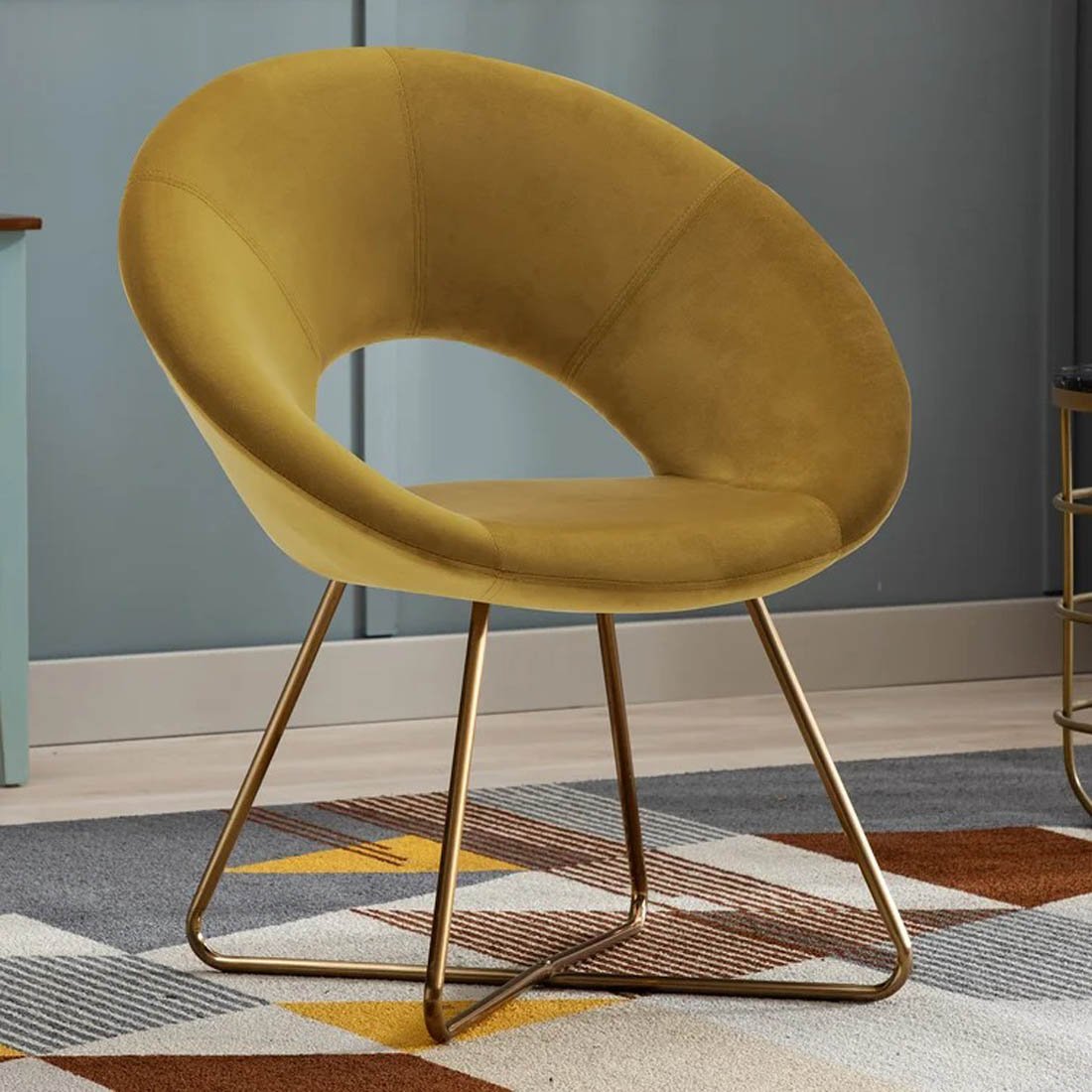 Edgy Shell Designer Shape Yellow Accent Chair - Decor Smart