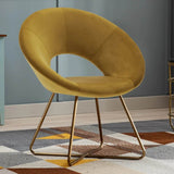 Edgy Shell Designer Shape Yellow Accent Chair - Decor Smart