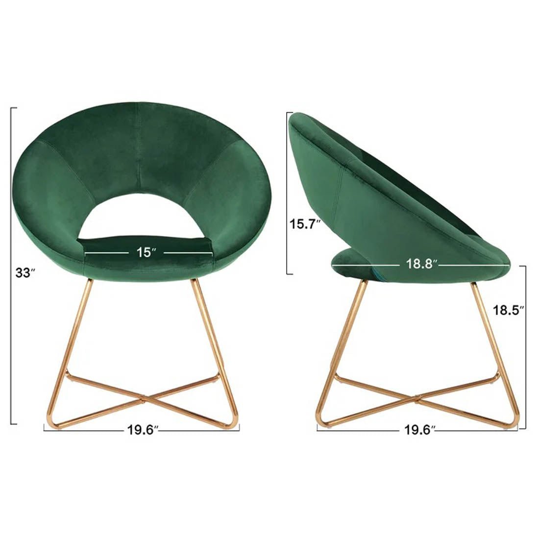 Edgy Shell Shaped Royal Green Accent Chair - Decor Smart