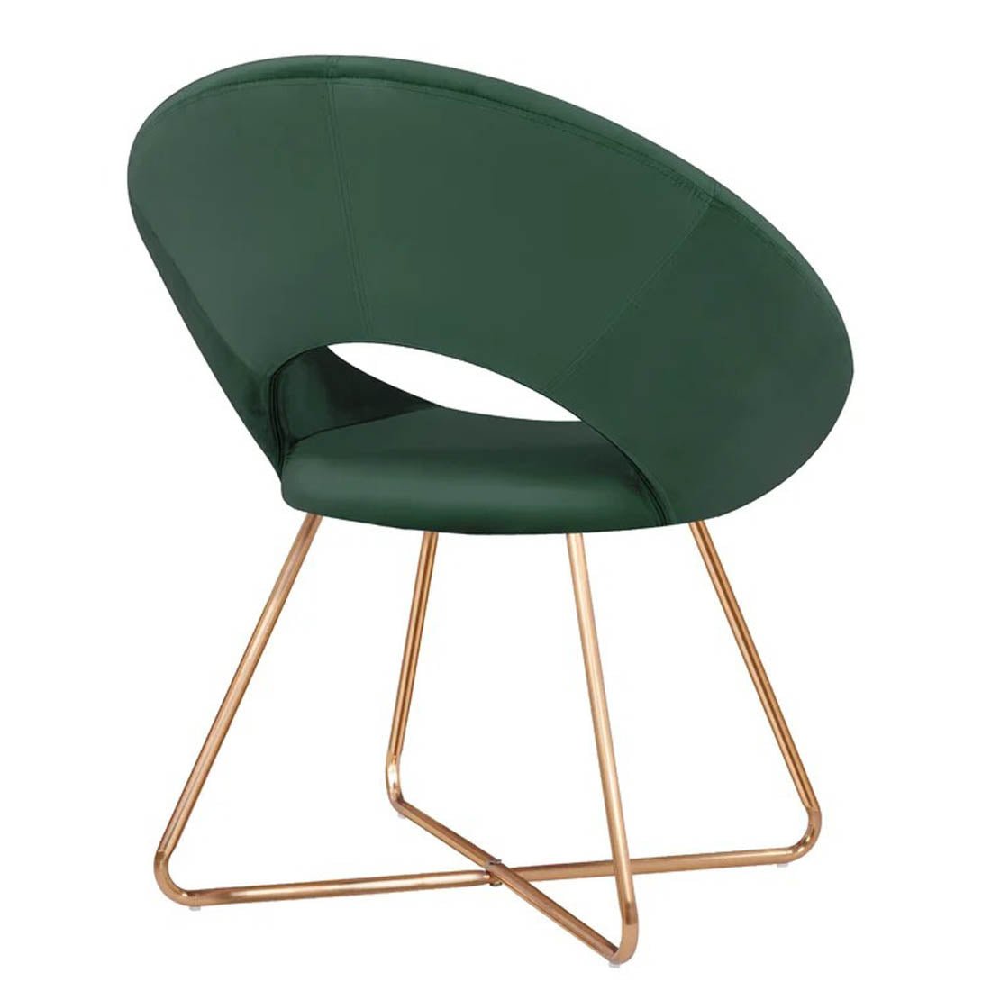 Edgy Shell Shaped Royal Green Accent Chair - Decor Smart