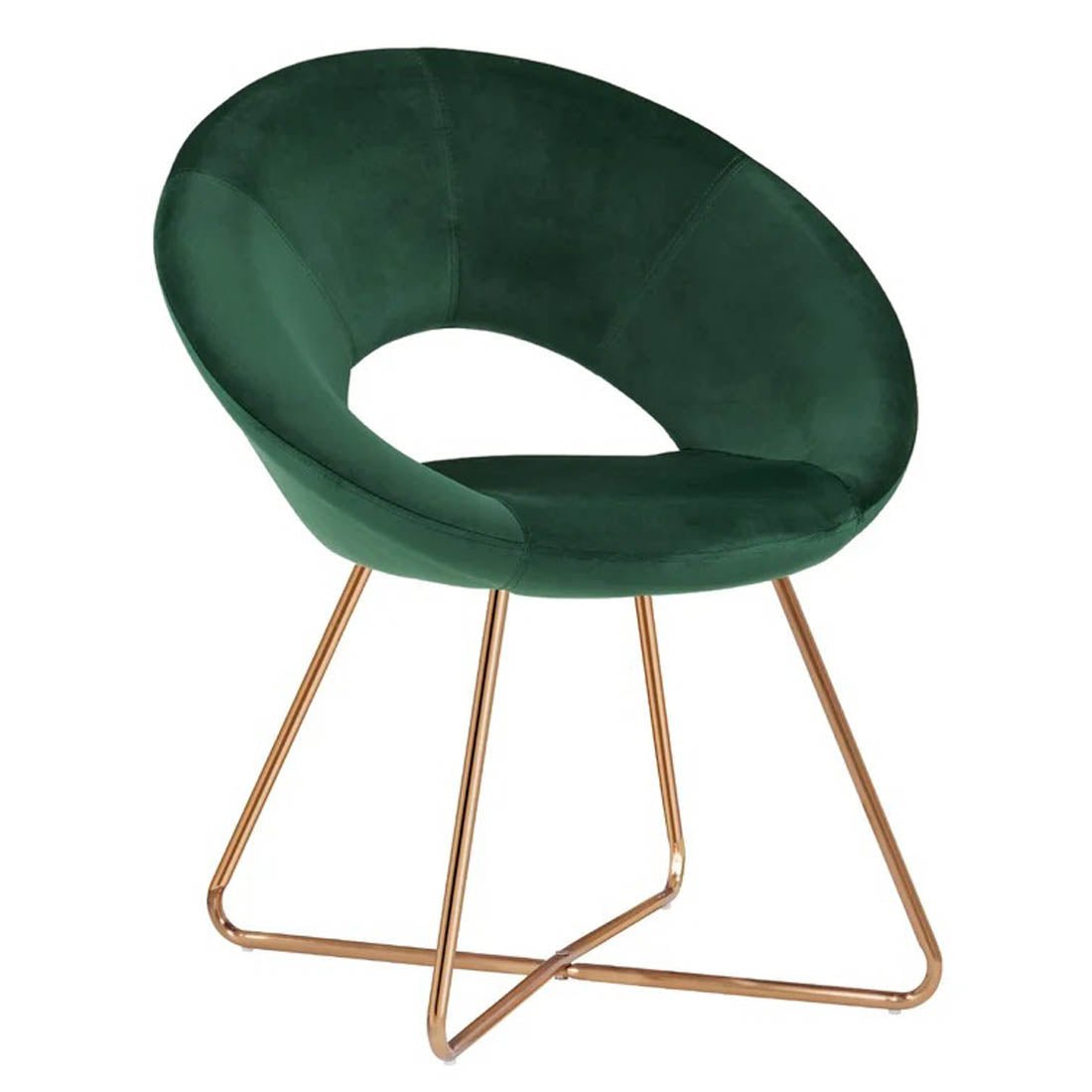 Edgy Shell Shaped Royal Green Accent Chair - Decor Smart