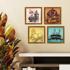 Eid Mubarak Islamic Religious Wooden Wall Frame Set of Four