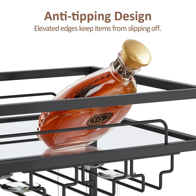 Eleanora Mirored Stainless Steel Bar Serving Cart In Gold Finish - Decor Smart