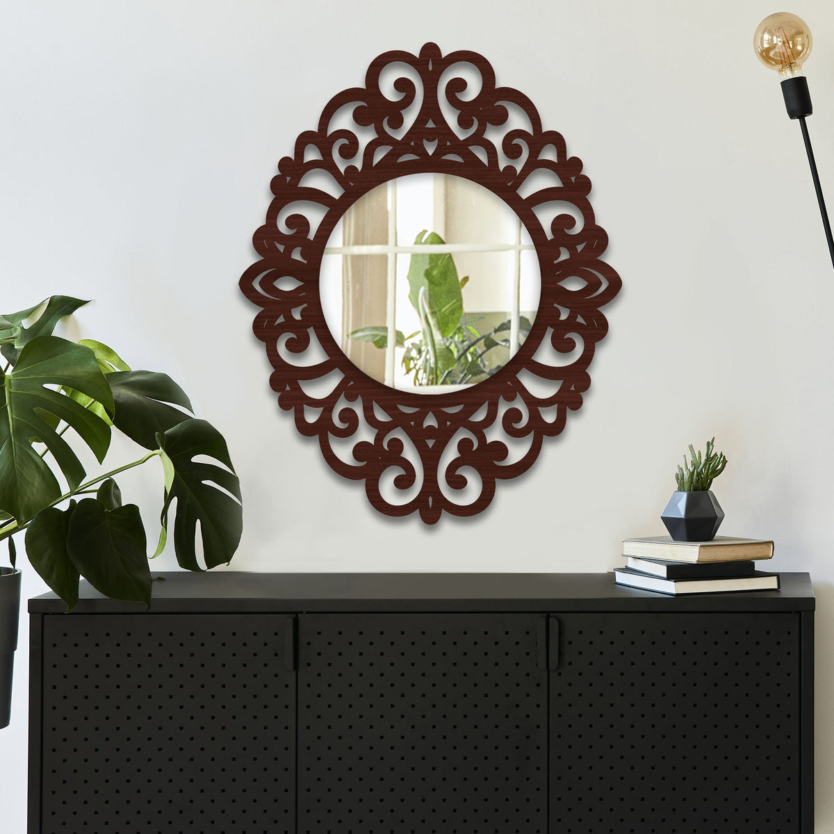 Elegance Beautiful Designer Wooden Frame Wall Mirror - Decor Smart