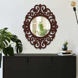 Elegance Beautiful Designer Wooden Frame Wall Mirror - Decor Smart