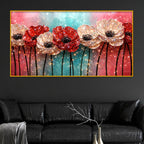 Elegant Blossom Flower Crystal Glass Wall Painting for Living Space Décor