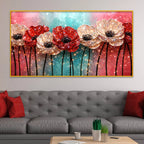 Elegant Blossom Flower Crystal Glass Wall Painting for Living Space Décor