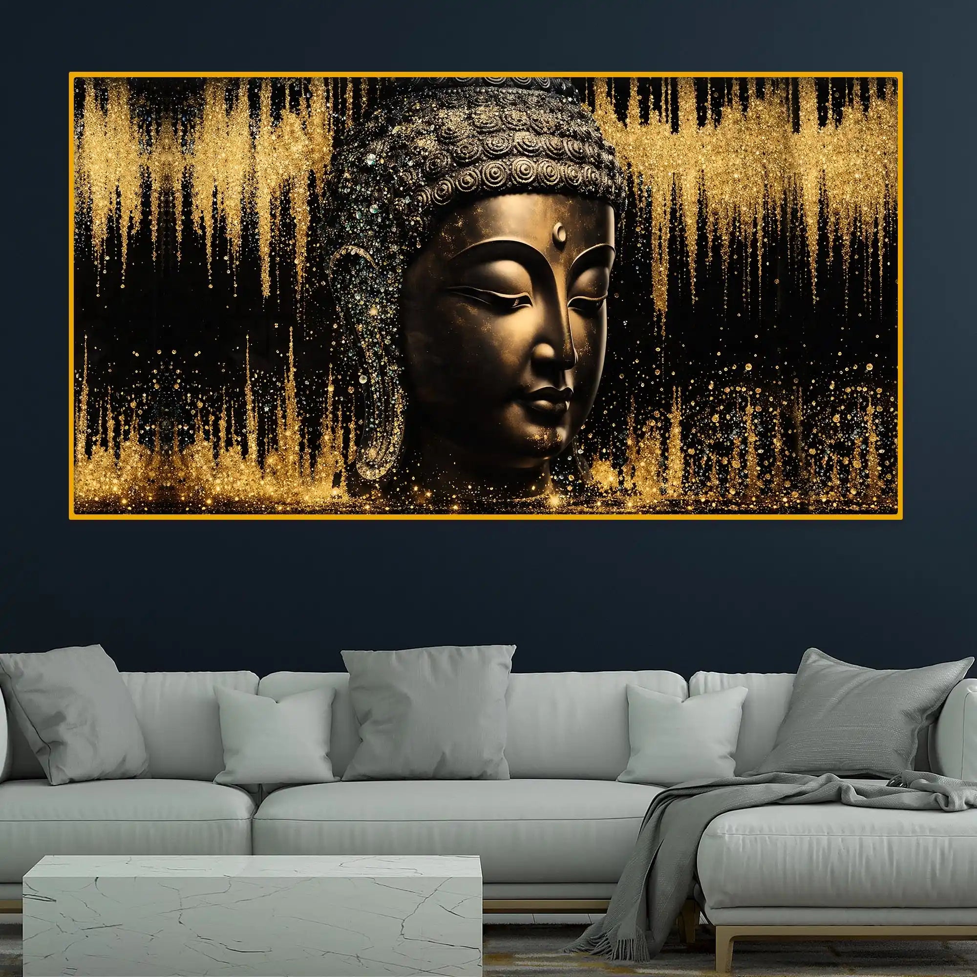Elegant Buddha Peace Crystal Glass Painting for Styling Décor