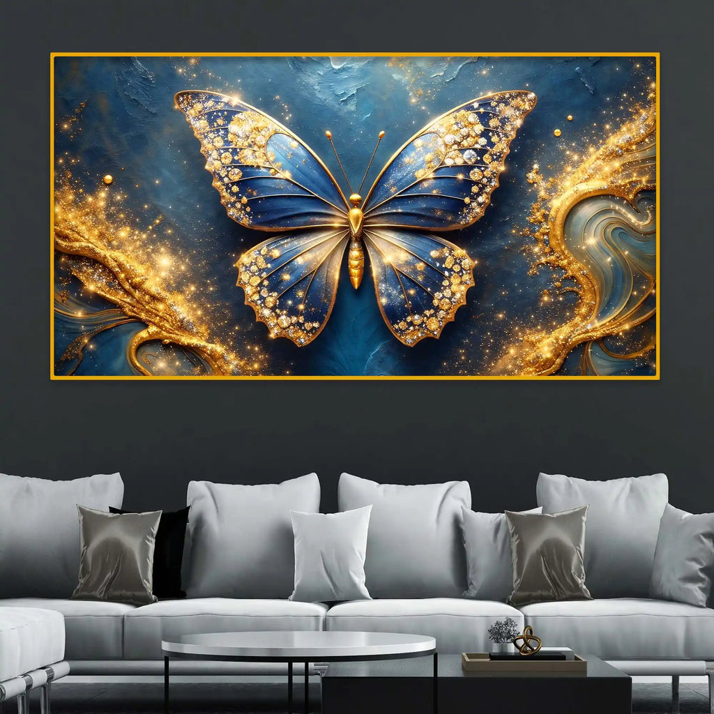 Elegant Butterfly Artwork Crystal Glass Wall Painting for Home Decoration