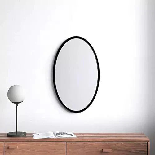 Elegant Circle Wall Mirror with Slim Black Frame
