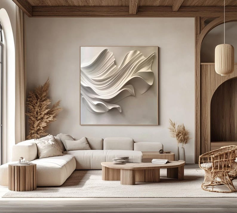 Elegant Curved White Wall Decor Art Framed Contemporary Spaces