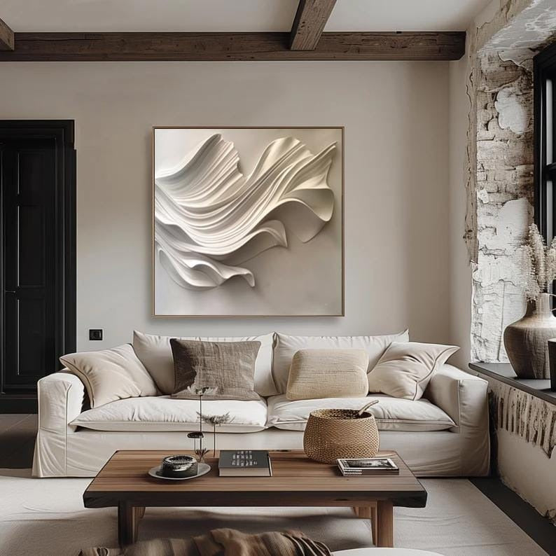 Elegant Curved White Wall Decor Art Framed Contemporary Spaces