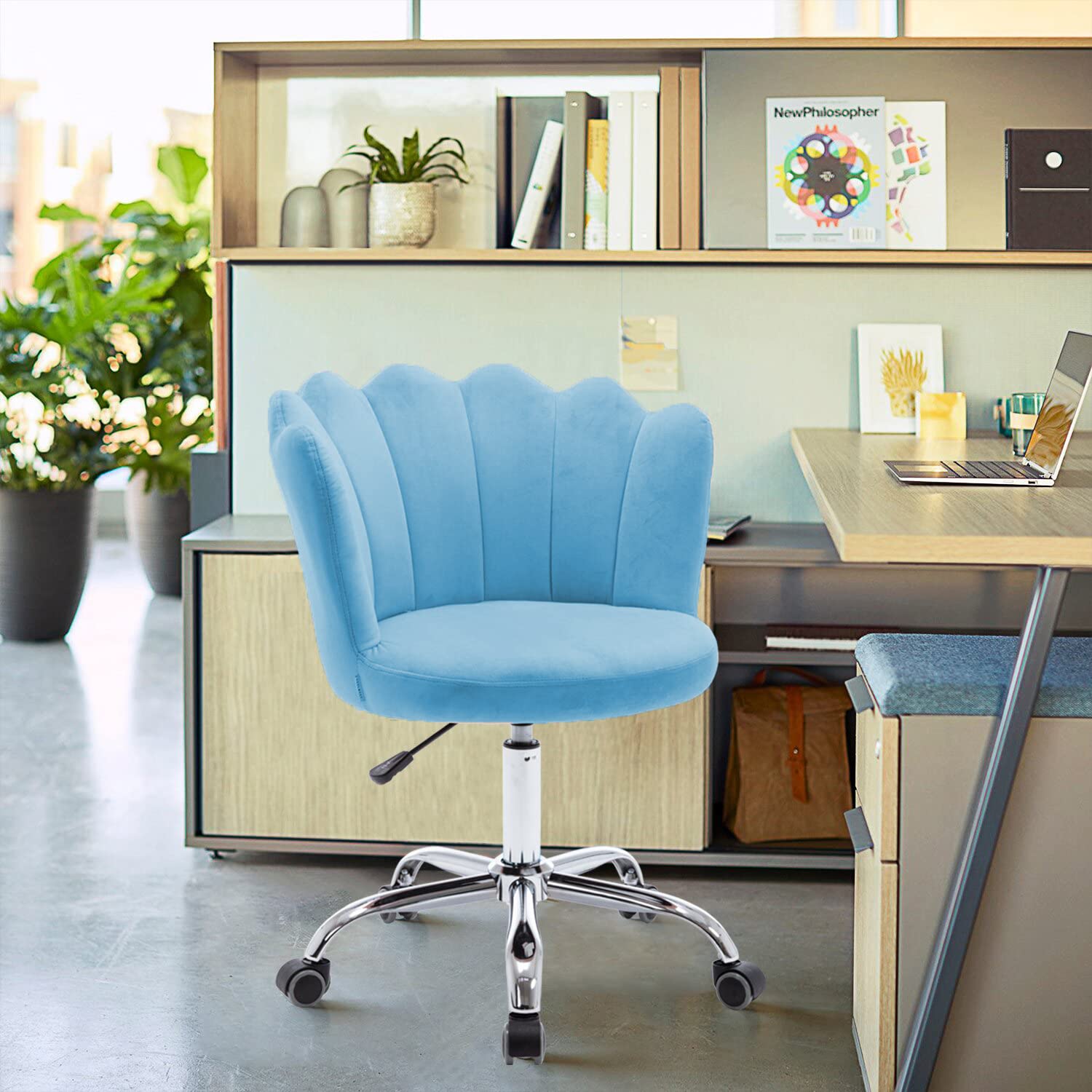 Elegant Emerald Blue Accent Chair with Adjustable Height