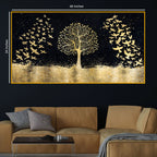 Elegant Gold Tree and Birds Crystal Glass Wall Décor Painting