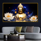Elegant Golden Buddha Crystal Glass Wall Painting for Decoration