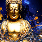 Elegant Golden Buddha Crystal Glass Wall Painting for Decoration