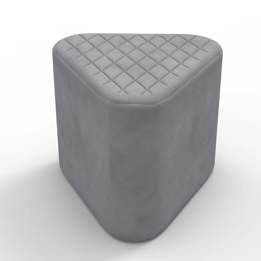 Elegant Grey Ottoman Pouffe with Diamond-Stitch Top