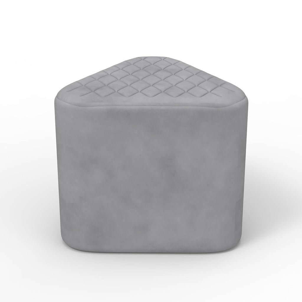 Elegant Grey Ottoman Pouffe with Diamond-Stitch Top