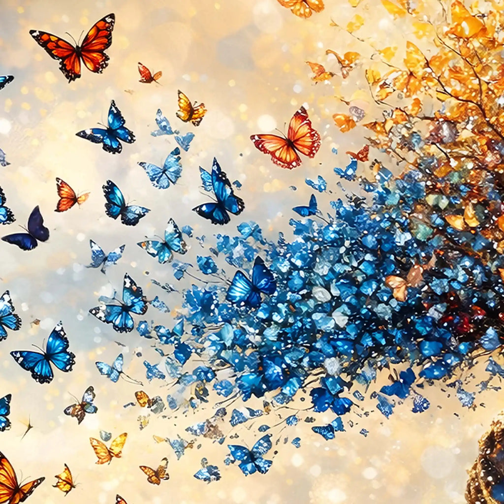 Elegant Nature Inspired Butterfly Tree Crystal Glass Wall Painting for Premium Interior Décor
