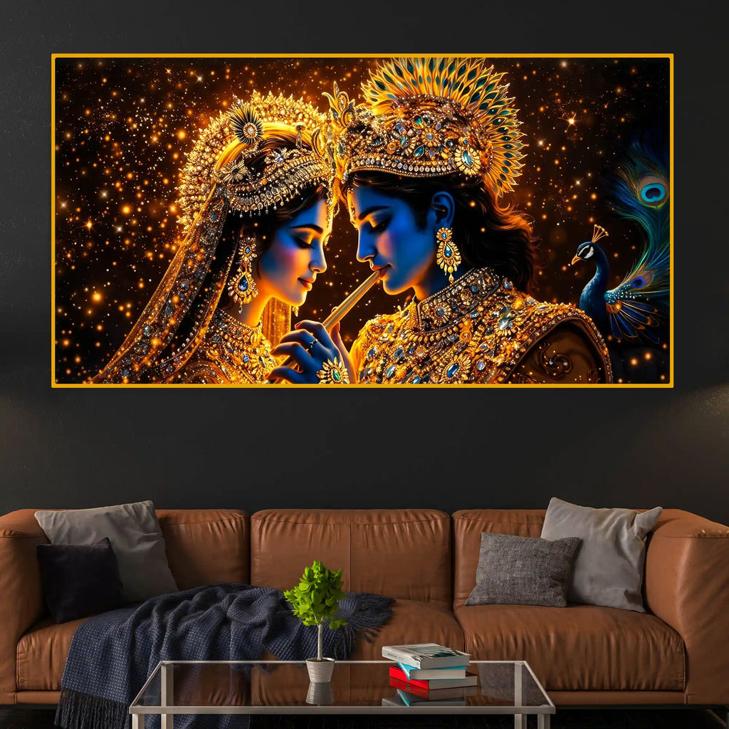 Elegant Radha Krishna Crystal Glass Painting for Spiritual Home Décor