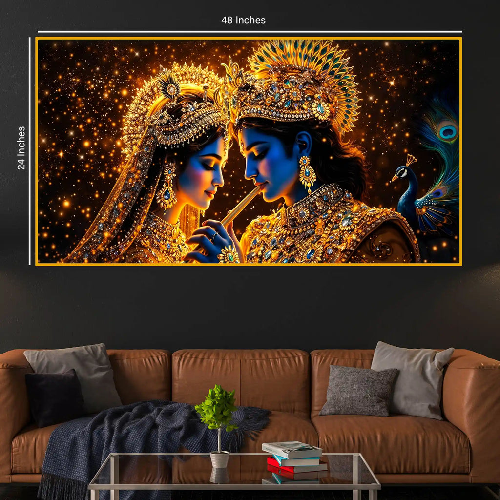 Elegant Radha Krishna Crystal Glass Painting for Spiritual Home Décor