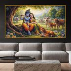 Elegant Radha Krishna Crystal Glass Painting for Spiritual Wall Decor