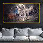 Elegant Running Dog Crystal Glass Wall Painting for Home Decoration