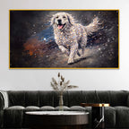 Elegant Running Dog Crystal Glass Wall Painting for Home Decoration