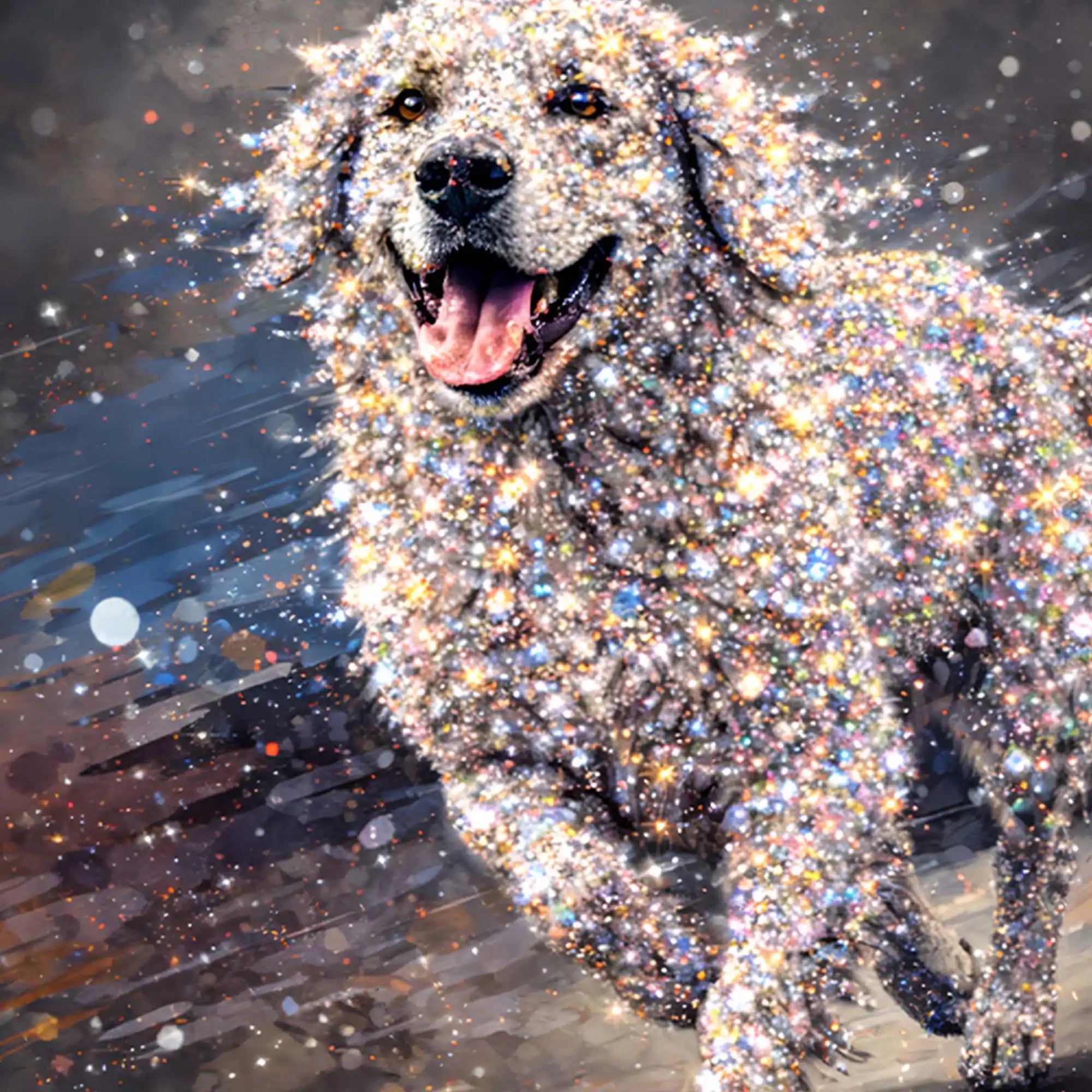 Elegant Running Dog Crystal Glass Wall Painting for Home Decoration