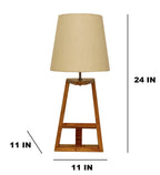 Elegant Table Lamp with Brown Base and Premium White Fabric Lampshade
