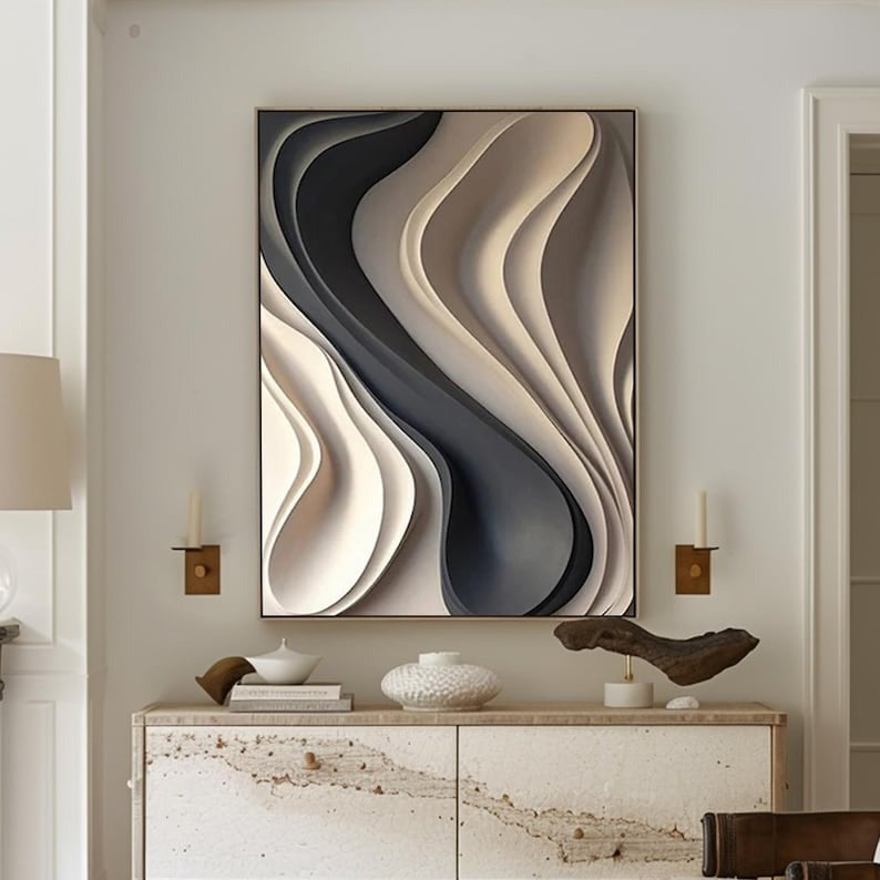 Elegant Textured 3D Wall Decor with Wavy Layered Design