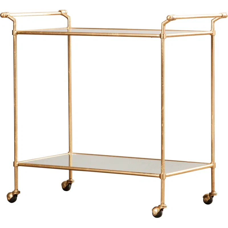 Elegant Two-Tier Gold Bar Trolley with Minimalist Design