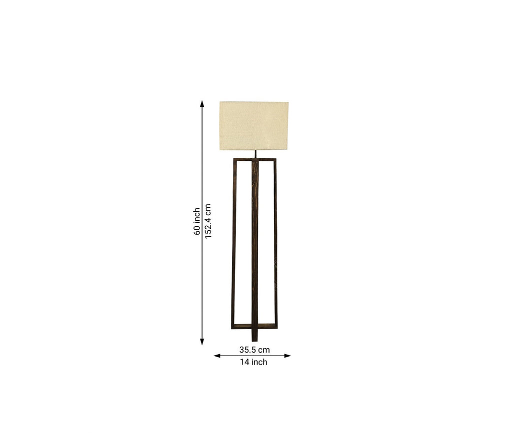 Elegant Wooden Floor Lamp with Brown Base and Beige Color Fabric