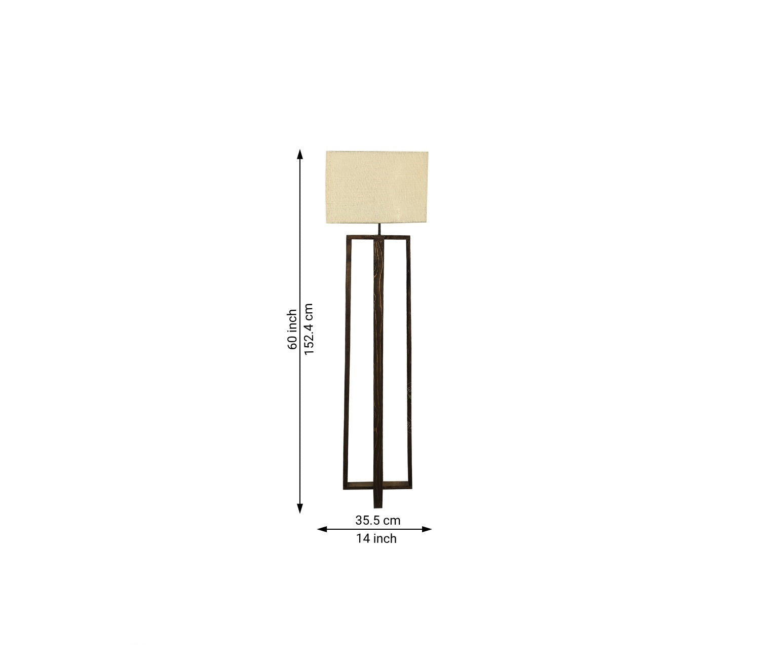 Elegant Wooden Floor Lamp with Brown Base and Beige Color Fabric