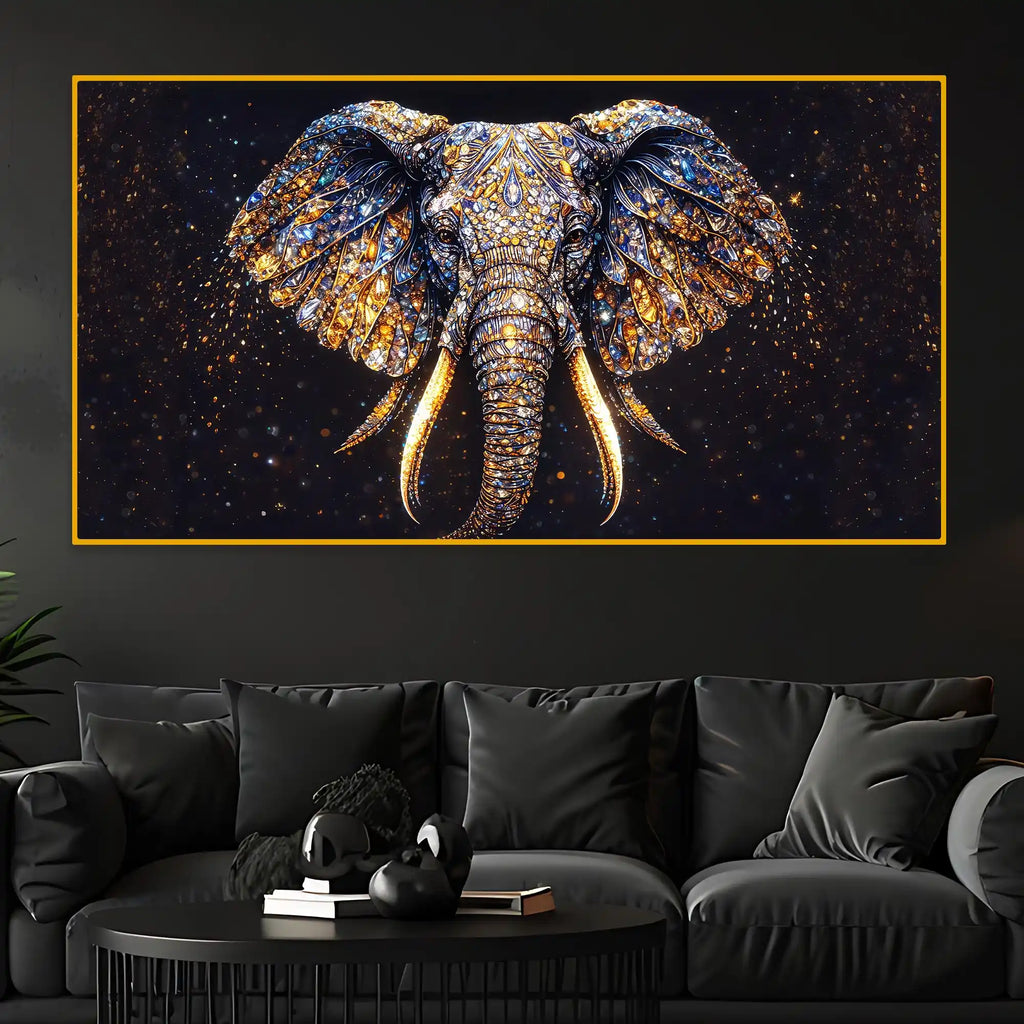Elephant Power Symbol Wall Art Crystal Glass Painting