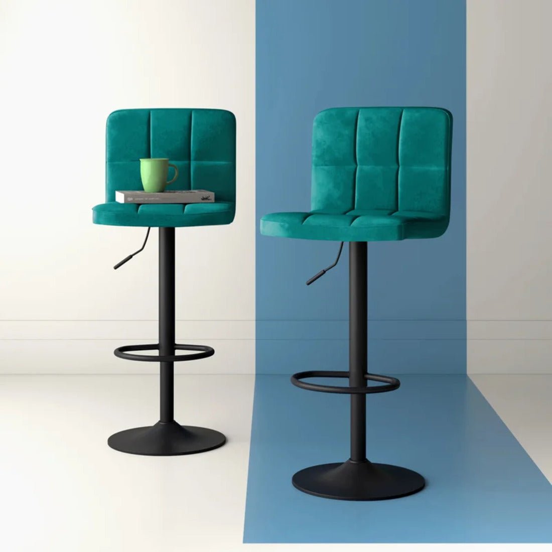 Emerald Color Plush Feel Velvet Counter Bar Chair / Long Chair - Decor Smart