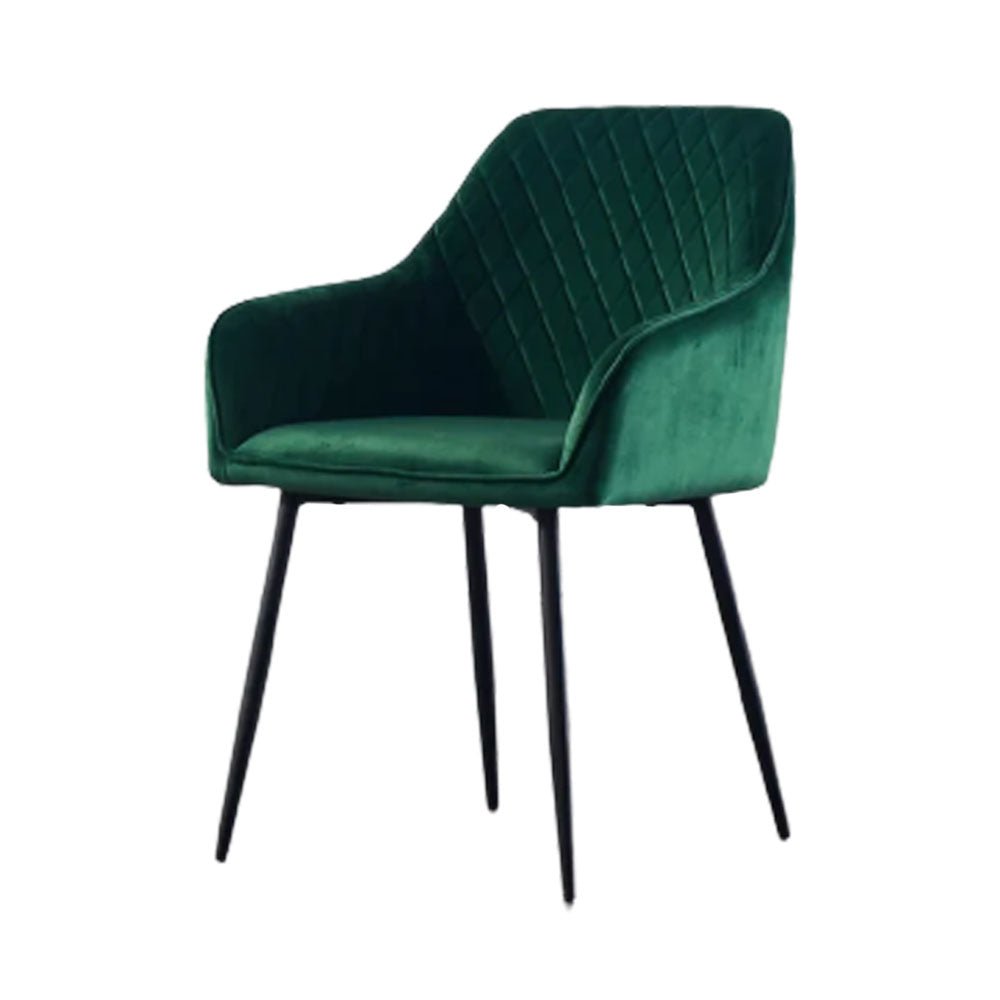 Emerald Diamond Cut Velvet Accent Armchair with Black Legs - Decor Smart