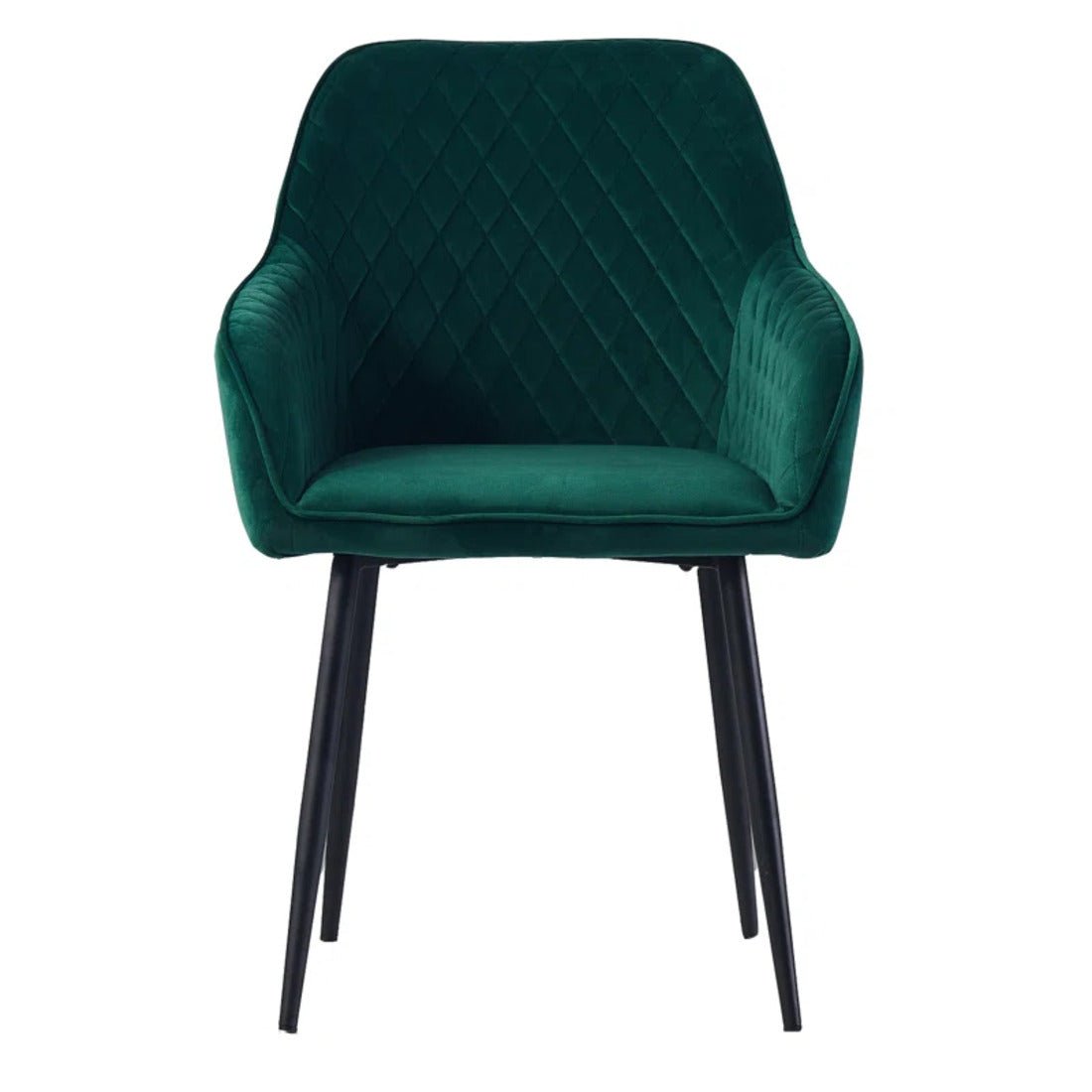 Emerald Diamond Cut Velvet Accent Armchair with Black Legs - Decor Smart