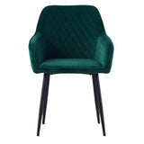 Emerald Diamond Cut Velvet Accent Armchair with Black Legs - Decor Smart