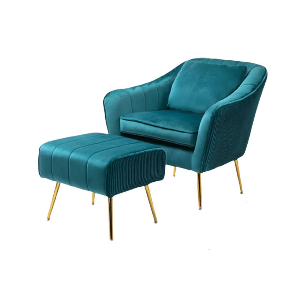 Emerald Fluffy Super Comfy Velvet Luxury Accent Chair with Ottoman - Decor Smart