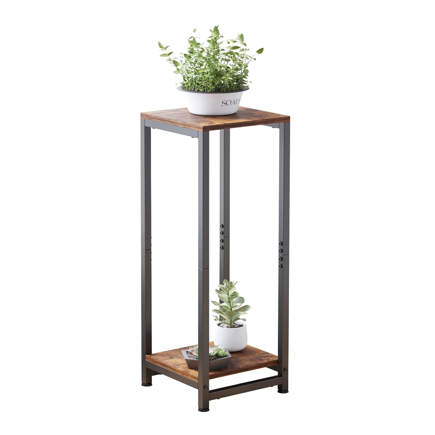 Enchanted Classic Wooden Textured with Metal Finish Side Table - Decor Smart