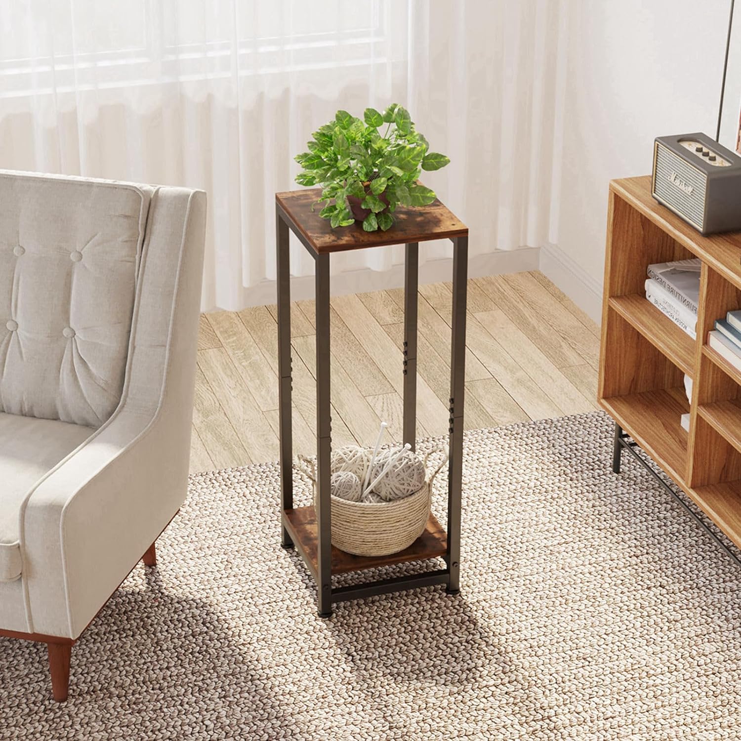 Enchanted Classic Wooden Textured with Metal Finish Side Table - Decor Smart