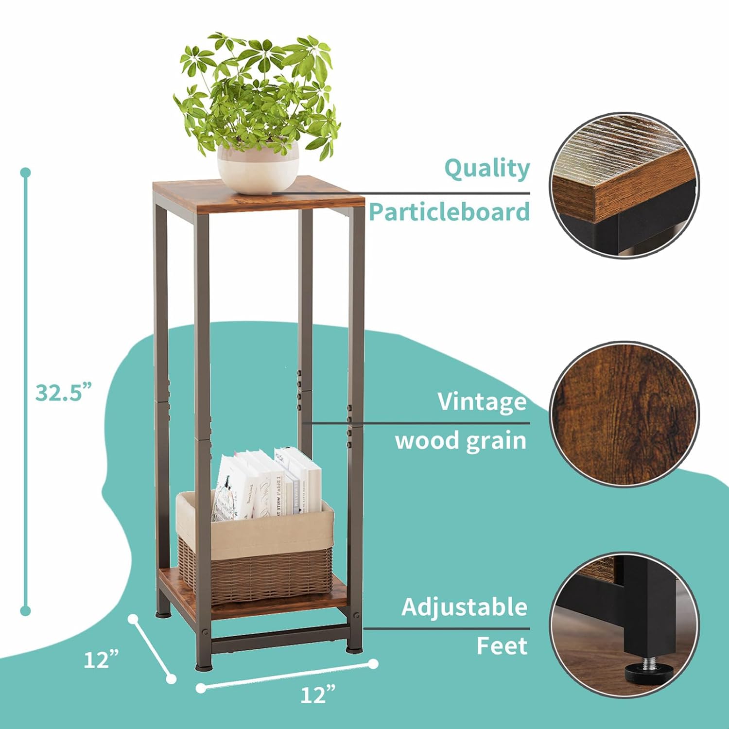 Enchanted Classic Wooden Textured with Metal Finish Side Table - Decor Smart