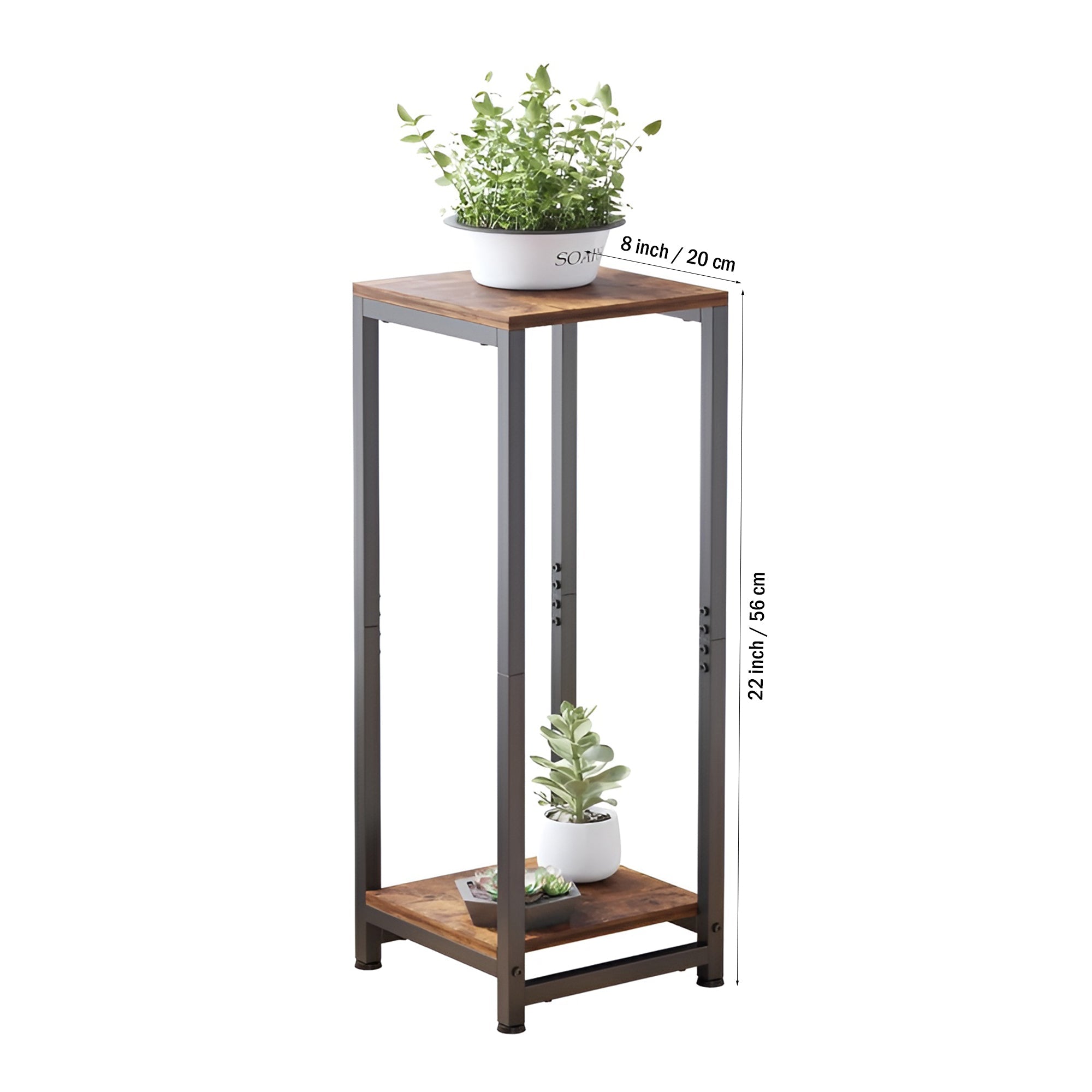Enchanted Classic Wooden Textured with Metal Finish Side Table - Decor Smart