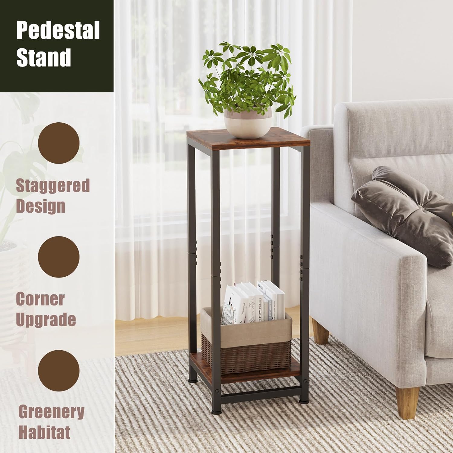Enchanted Classic Wooden Textured with Metal Finish Side Table - Decor Smart
