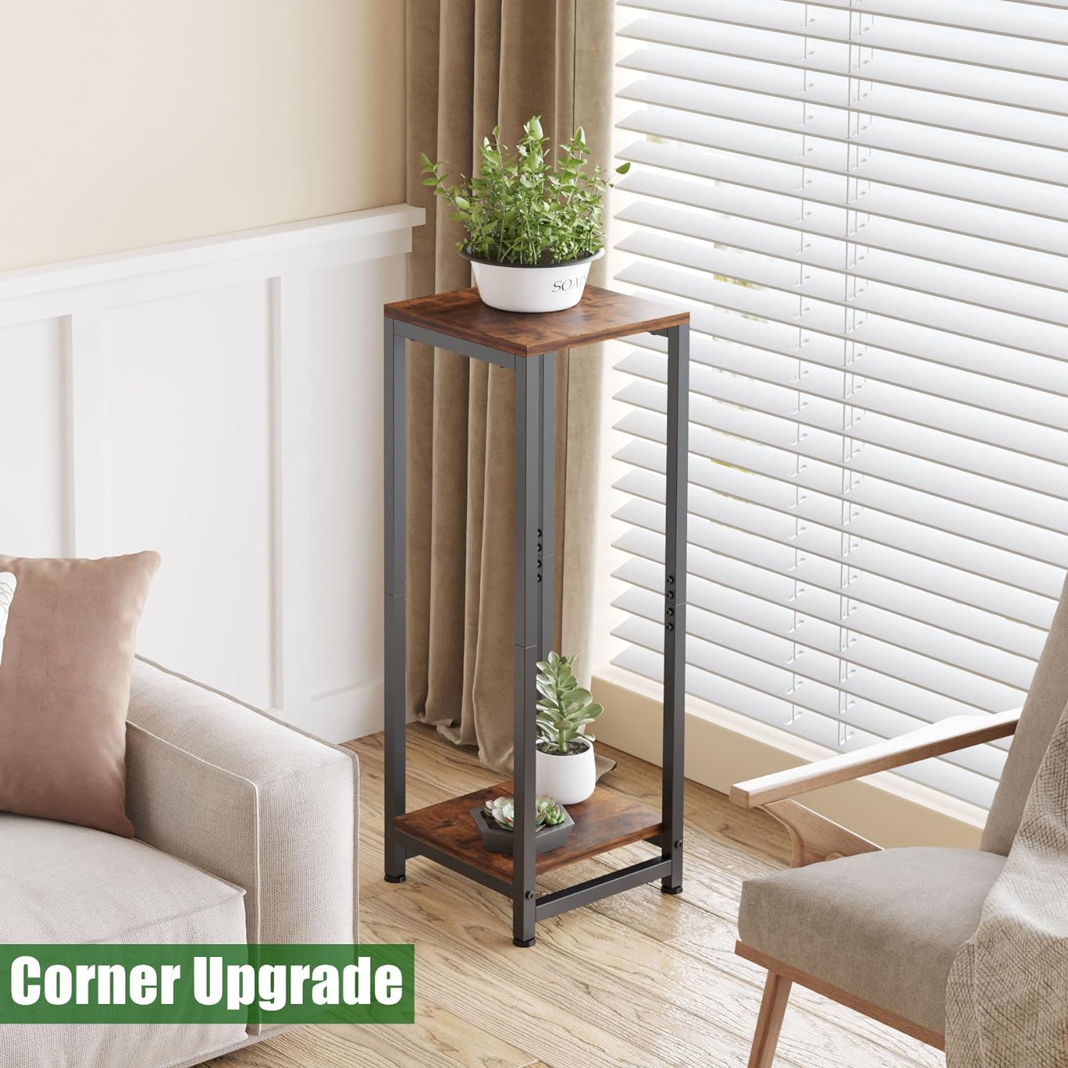 Enchanted Classic Wooden Textured with Metal Finish Side Table - Decor Smart