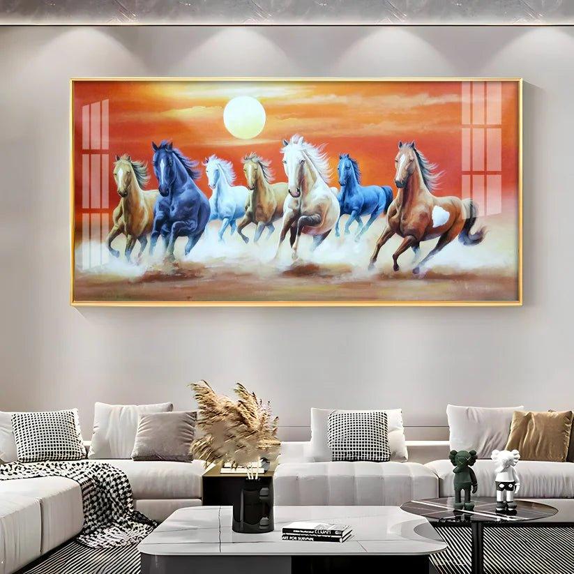 Energetic Horses Premium Acrylic Floating Wall Painting - Decor Smart